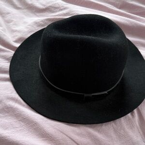 Black Felt Wide-Brim Hat